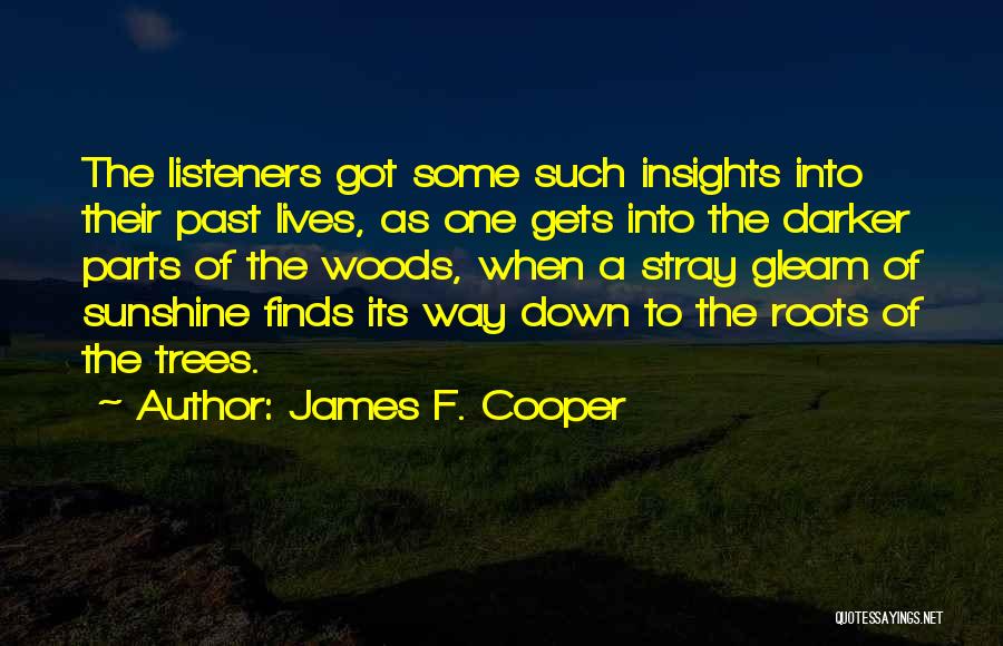 James F. Cooper Quotes: The Listeners Got Some Such Insights Into Their Past Lives, As One Gets Into The Darker Parts Of The Woods,