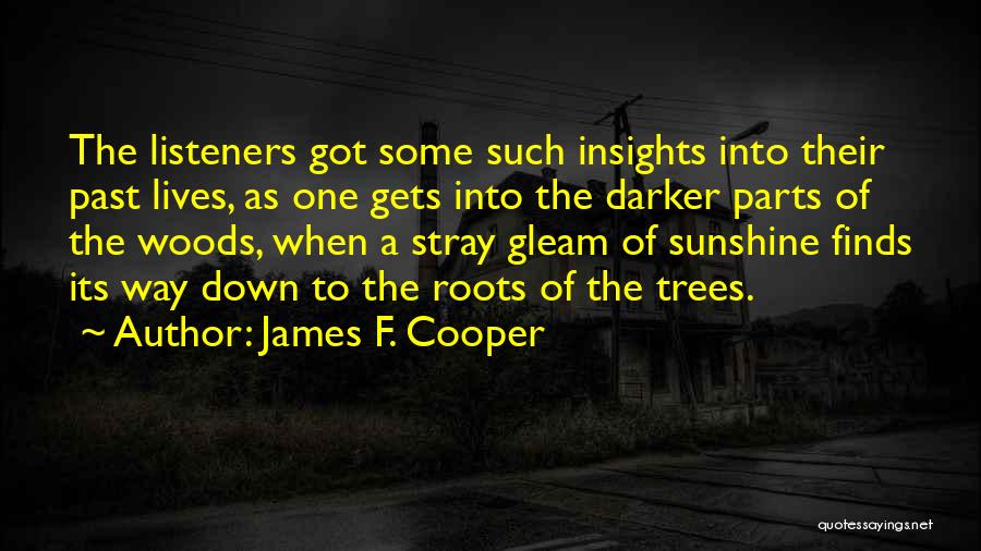 James F. Cooper Quotes: The Listeners Got Some Such Insights Into Their Past Lives, As One Gets Into The Darker Parts Of The Woods,