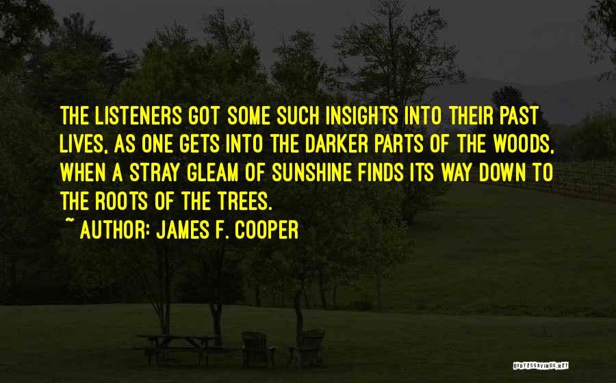 James F. Cooper Quotes: The Listeners Got Some Such Insights Into Their Past Lives, As One Gets Into The Darker Parts Of The Woods,