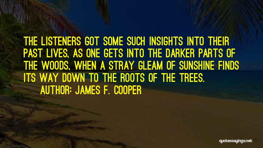 James F. Cooper Quotes: The Listeners Got Some Such Insights Into Their Past Lives, As One Gets Into The Darker Parts Of The Woods,