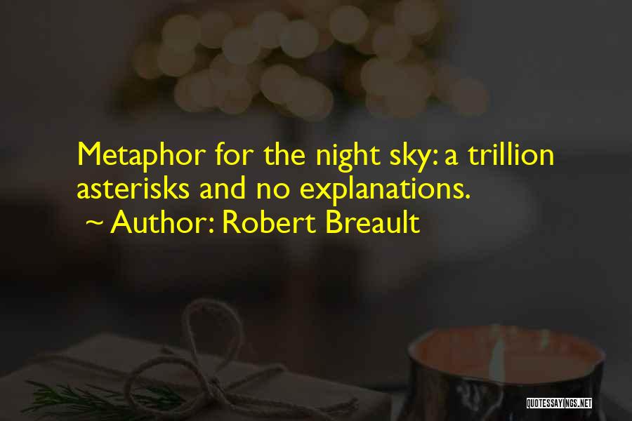 Robert Breault Quotes: Metaphor For The Night Sky: A Trillion Asterisks And No Explanations.