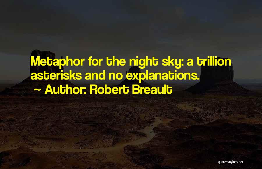 Robert Breault Quotes: Metaphor For The Night Sky: A Trillion Asterisks And No Explanations.