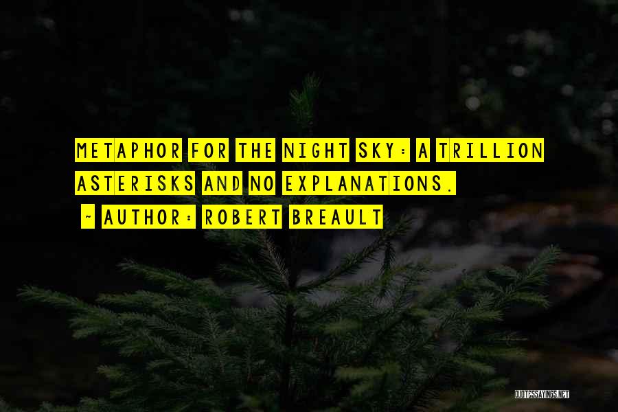 Robert Breault Quotes: Metaphor For The Night Sky: A Trillion Asterisks And No Explanations.