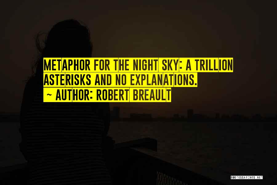 Robert Breault Quotes: Metaphor For The Night Sky: A Trillion Asterisks And No Explanations.