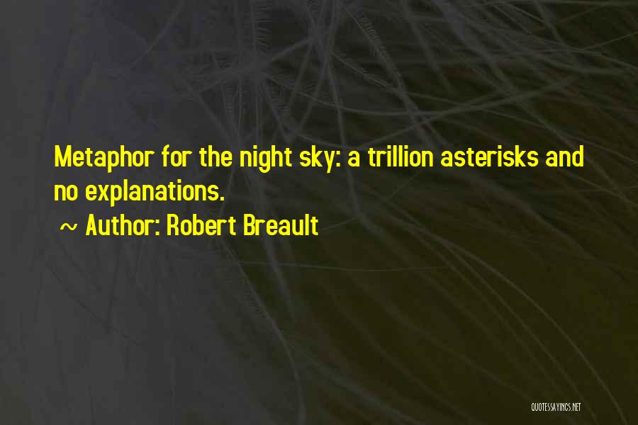 Robert Breault Quotes: Metaphor For The Night Sky: A Trillion Asterisks And No Explanations.
