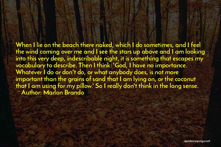 Marlon Brando Quotes: When I Lie On The Beach There Naked, Which I Do Sometimes, And I Feel The Wind Coming Over Me