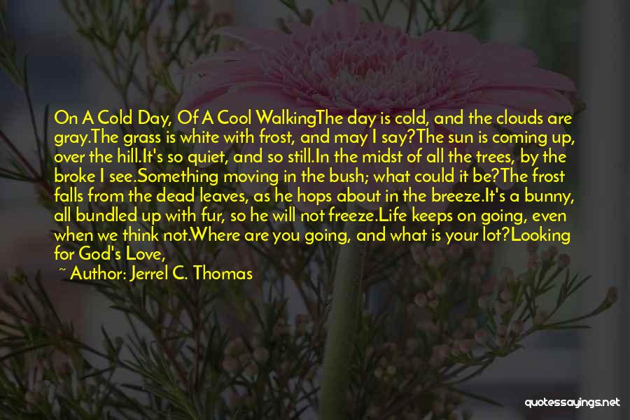 Jerrel C. Thomas Quotes: On A Cold Day, Of A Cool Walkingthe Day Is Cold, And The Clouds Are Gray.the Grass Is White With