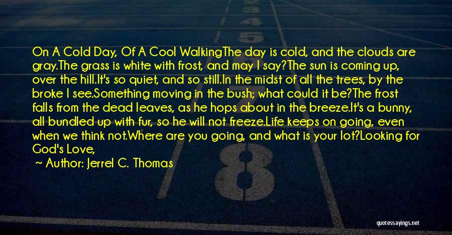 Jerrel C. Thomas Quotes: On A Cold Day, Of A Cool Walkingthe Day Is Cold, And The Clouds Are Gray.the Grass Is White With