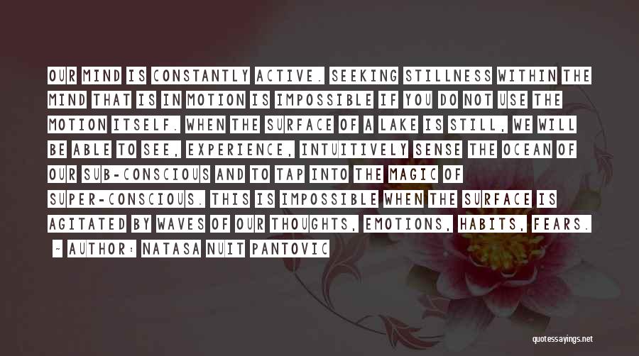 Natasa Nuit Pantovic Quotes: Our Mind Is Constantly Active. Seeking Stillness Within The Mind That Is In Motion Is Impossible If You Do Not