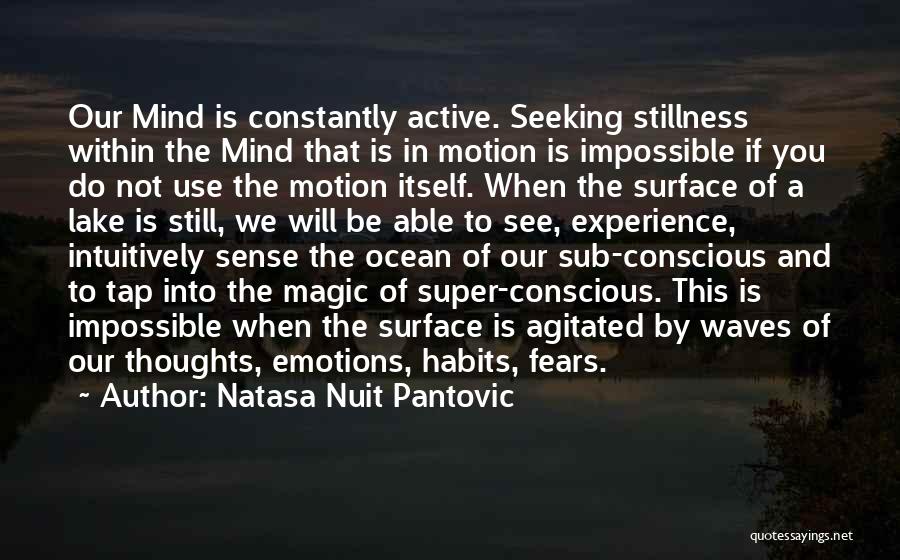 Natasa Nuit Pantovic Quotes: Our Mind Is Constantly Active. Seeking Stillness Within The Mind That Is In Motion Is Impossible If You Do Not