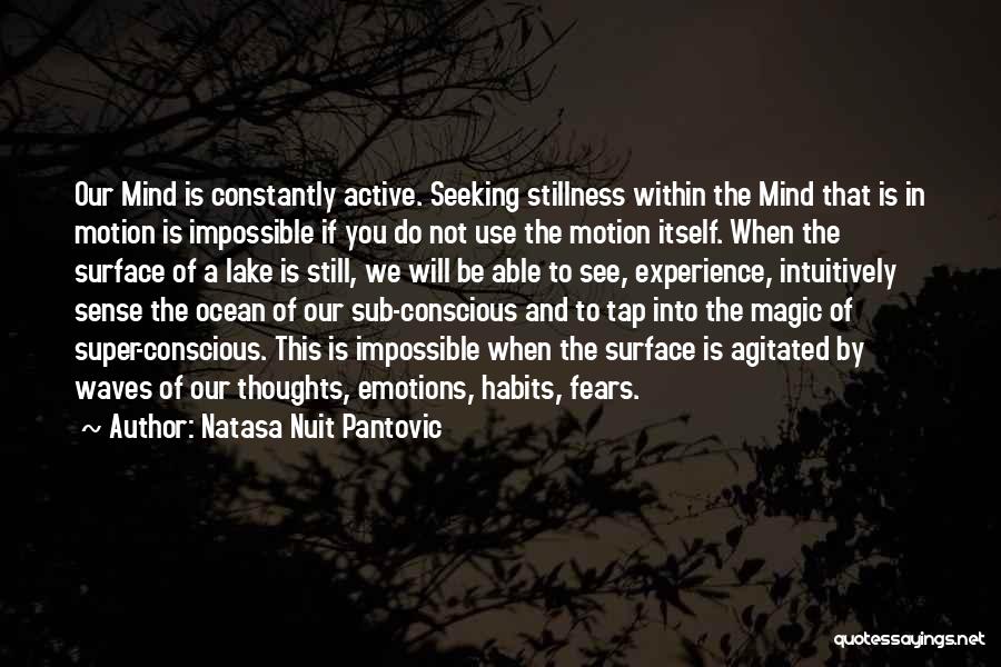 Natasa Nuit Pantovic Quotes: Our Mind Is Constantly Active. Seeking Stillness Within The Mind That Is In Motion Is Impossible If You Do Not