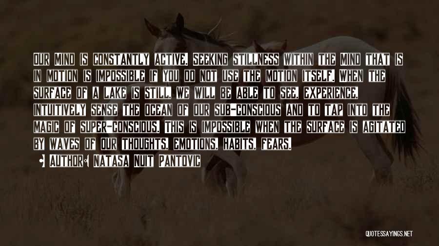 Natasa Nuit Pantovic Quotes: Our Mind Is Constantly Active. Seeking Stillness Within The Mind That Is In Motion Is Impossible If You Do Not