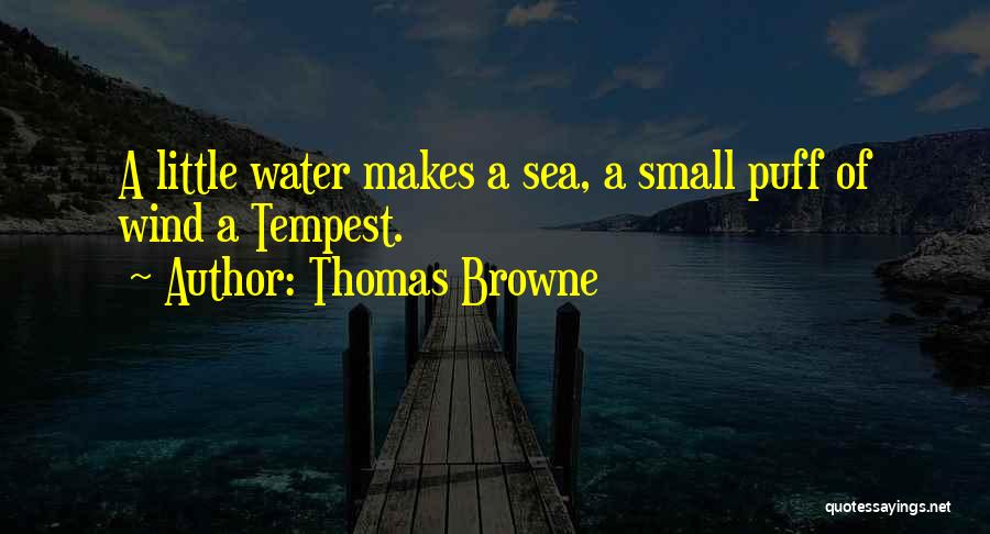 Thomas Browne Quotes: A Little Water Makes A Sea, A Small Puff Of Wind A Tempest.