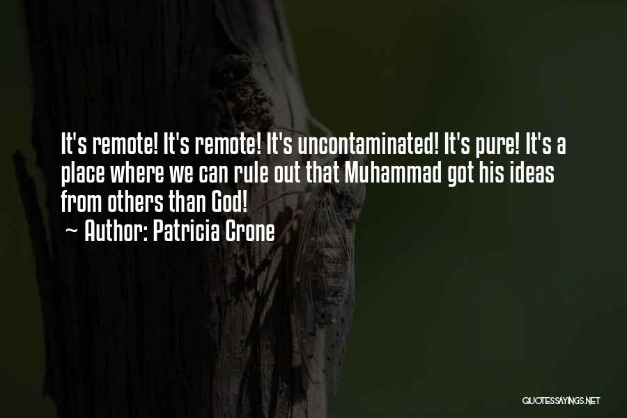 Patricia Crone Quotes: It's Remote! It's Remote! It's Uncontaminated! It's Pure! It's A Place Where We Can Rule Out That Muhammad Got His