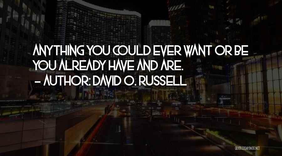 David O. Russell Quotes: Anything You Could Ever Want Or Be You Already Have And Are.