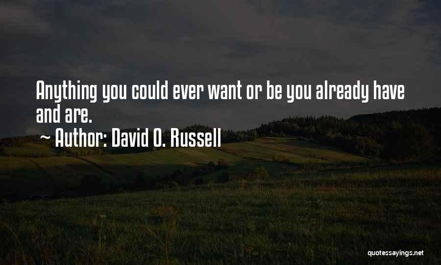David O. Russell Quotes: Anything You Could Ever Want Or Be You Already Have And Are.