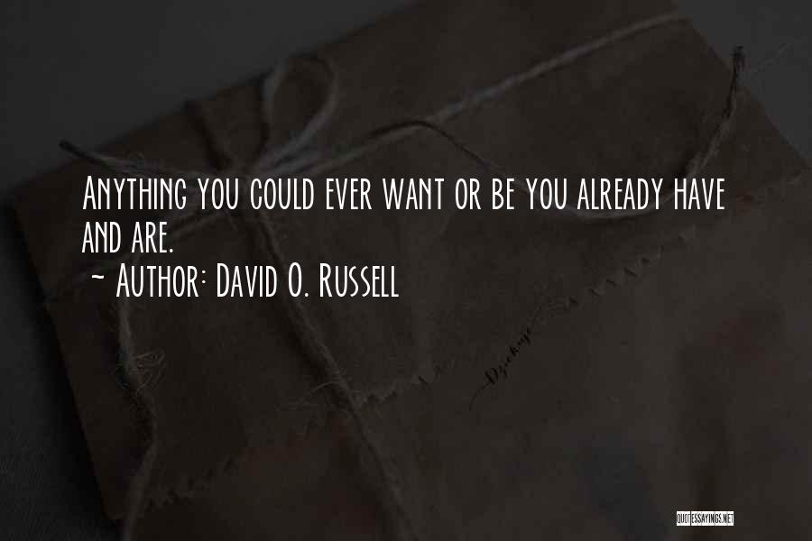David O. Russell Quotes: Anything You Could Ever Want Or Be You Already Have And Are.