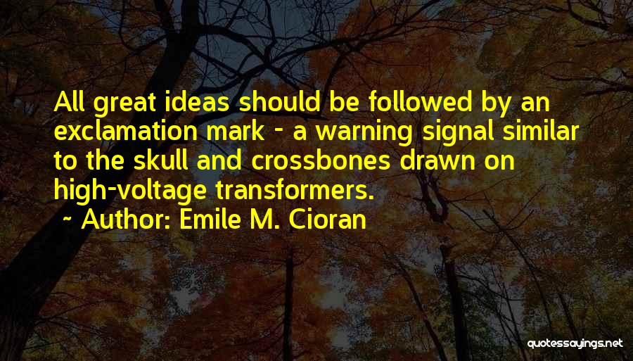 Emile M. Cioran Quotes: All Great Ideas Should Be Followed By An Exclamation Mark - A Warning Signal Similar To The Skull And Crossbones