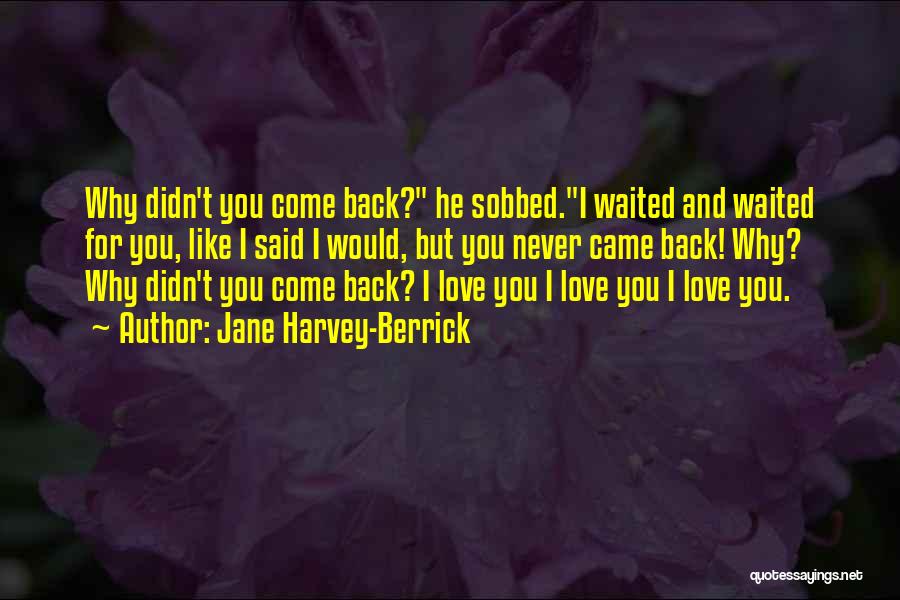 Jane Harvey-Berrick Quotes: Why Didn't You Come Back? He Sobbed.i Waited And Waited For You, Like I Said I Would, But You Never