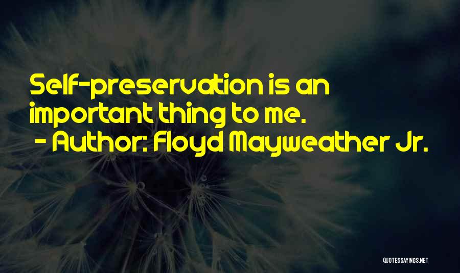 Floyd Mayweather Jr. Quotes: Self-preservation Is An Important Thing To Me.