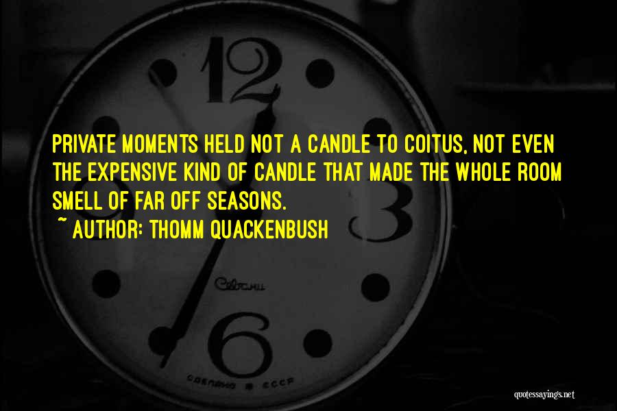 Thomm Quackenbush Quotes: Private Moments Held Not A Candle To Coitus, Not Even The Expensive Kind Of Candle That Made The Whole Room