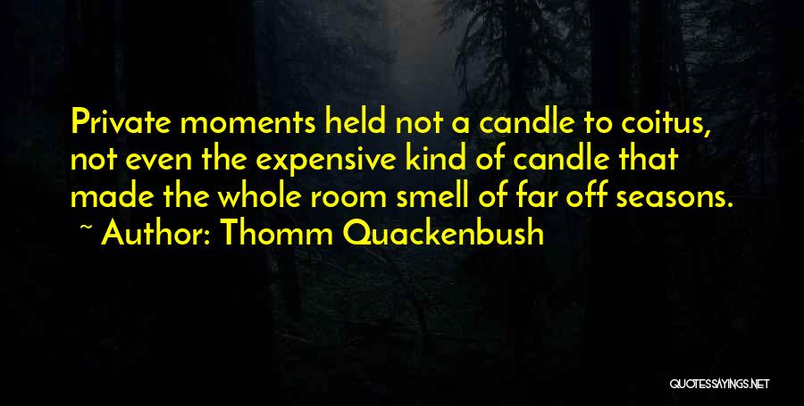 Thomm Quackenbush Quotes: Private Moments Held Not A Candle To Coitus, Not Even The Expensive Kind Of Candle That Made The Whole Room