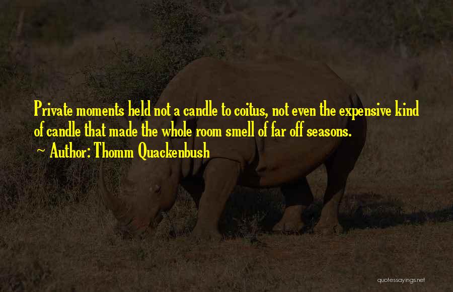Thomm Quackenbush Quotes: Private Moments Held Not A Candle To Coitus, Not Even The Expensive Kind Of Candle That Made The Whole Room