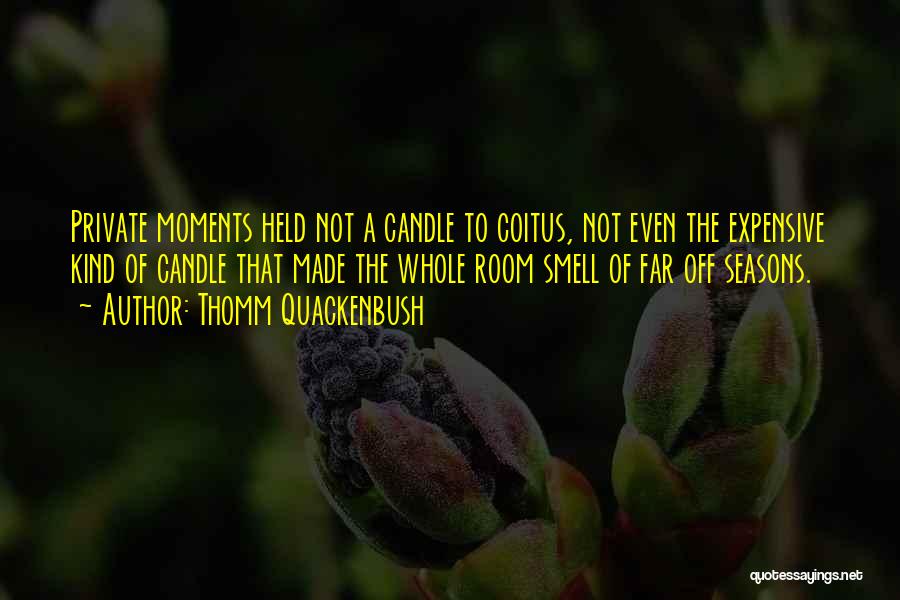 Thomm Quackenbush Quotes: Private Moments Held Not A Candle To Coitus, Not Even The Expensive Kind Of Candle That Made The Whole Room