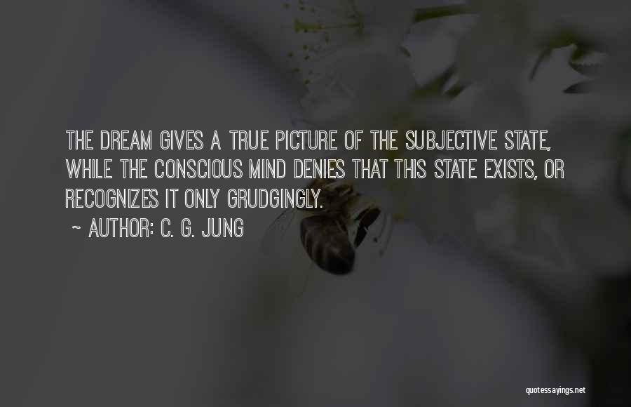 C. G. Jung Quotes: The Dream Gives A True Picture Of The Subjective State, While The Conscious Mind Denies That This State Exists, Or