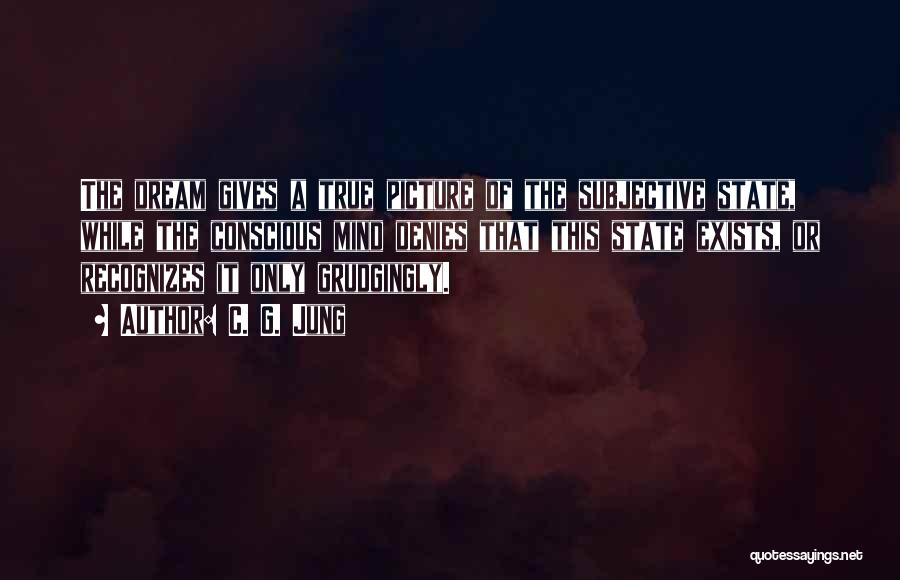 C. G. Jung Quotes: The Dream Gives A True Picture Of The Subjective State, While The Conscious Mind Denies That This State Exists, Or