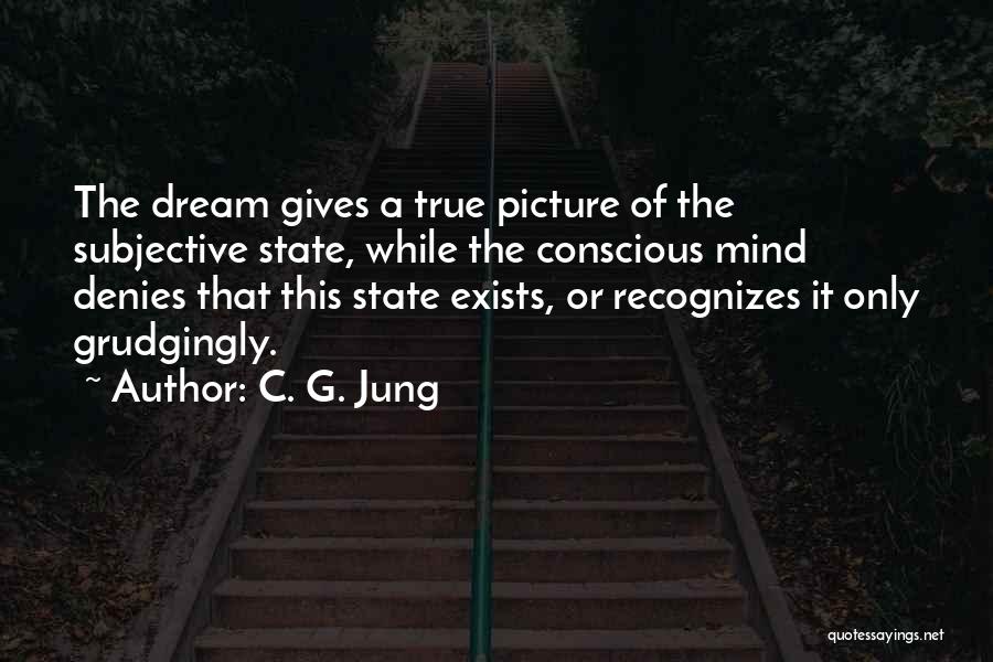 C. G. Jung Quotes: The Dream Gives A True Picture Of The Subjective State, While The Conscious Mind Denies That This State Exists, Or