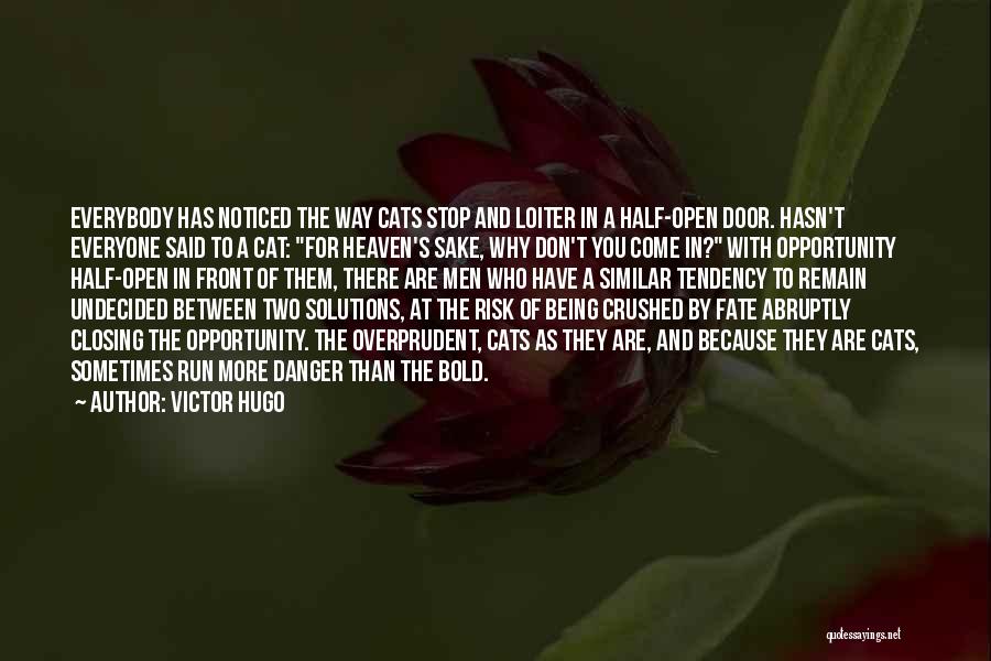 Victor Hugo Quotes: Everybody Has Noticed The Way Cats Stop And Loiter In A Half-open Door. Hasn't Everyone Said To A Cat: For