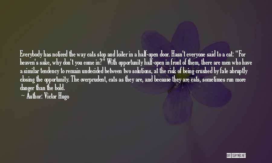 Victor Hugo Quotes: Everybody Has Noticed The Way Cats Stop And Loiter In A Half-open Door. Hasn't Everyone Said To A Cat: For
