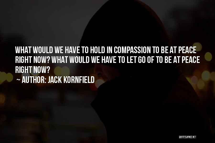 Jack Kornfield Quotes: What Would We Have To Hold In Compassion To Be At Peace Right Now? What Would We Have To Let