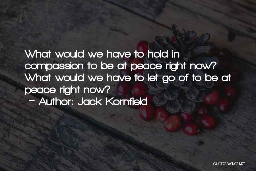 Jack Kornfield Quotes: What Would We Have To Hold In Compassion To Be At Peace Right Now? What Would We Have To Let