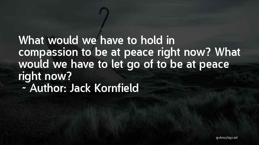 Jack Kornfield Quotes: What Would We Have To Hold In Compassion To Be At Peace Right Now? What Would We Have To Let