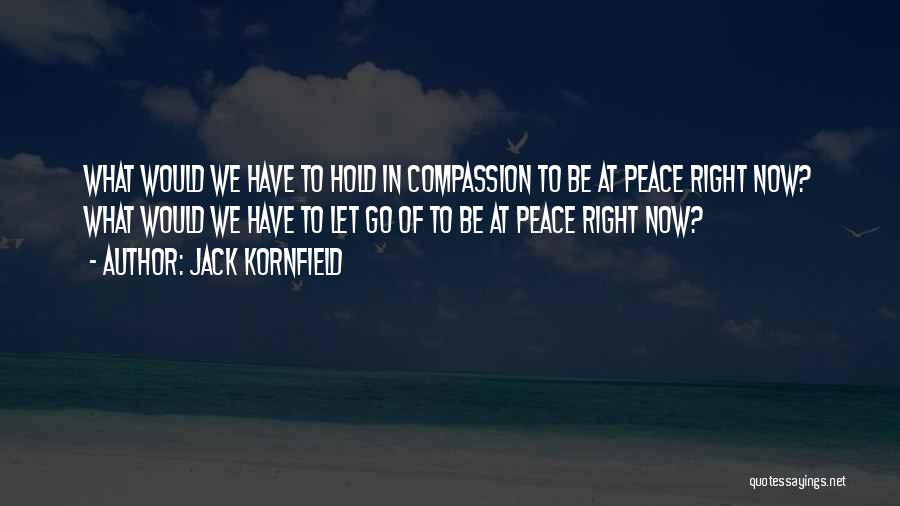 Jack Kornfield Quotes: What Would We Have To Hold In Compassion To Be At Peace Right Now? What Would We Have To Let