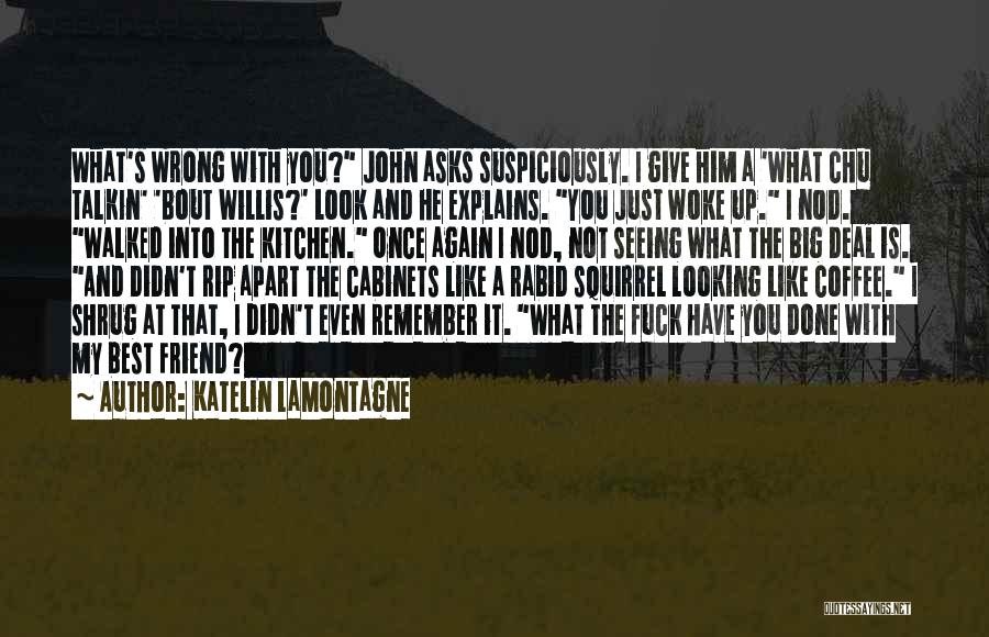 Katelin LaMontagne Quotes: What's Wrong With You? John Asks Suspiciously. I Give Him A 'what Chu Talkin' 'bout Willis?' Look And He Explains.