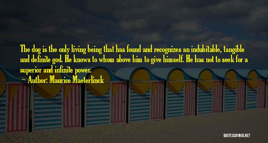 Maurice Maeterlinck Quotes: The Dog Is The Only Living Being That Has Found And Recognizes An Indubitable, Tangible And Definite God. He Knows
