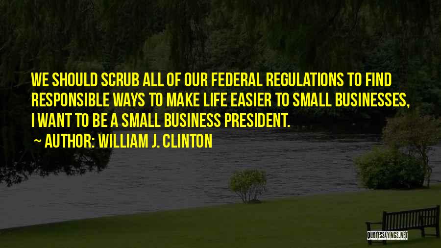 William J. Clinton Quotes: We Should Scrub All Of Our Federal Regulations To Find Responsible Ways To Make Life Easier To Small Businesses, I