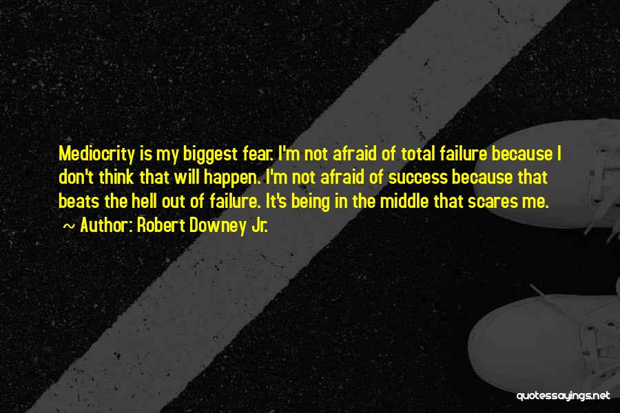 Robert Downey Jr. Quotes: Mediocrity Is My Biggest Fear. I'm Not Afraid Of Total Failure Because I Don't Think That Will Happen. I'm Not