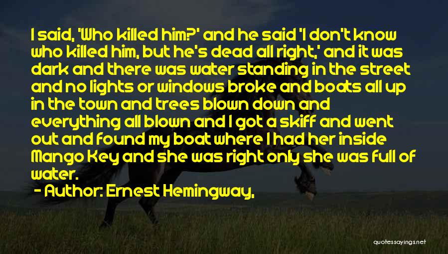 Ernest Hemingway, Quotes: I Said, 'who Killed Him?' And He Said 'i Don't Know Who Killed Him, But He's Dead All Right,' And