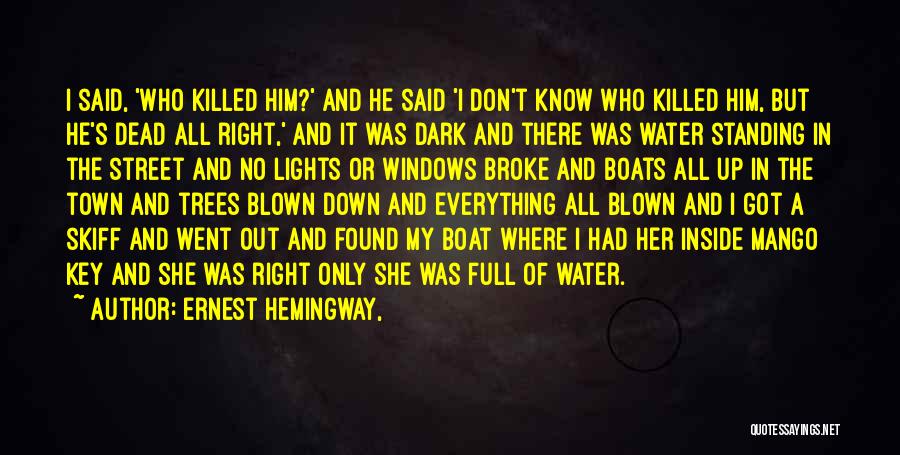 Ernest Hemingway, Quotes: I Said, 'who Killed Him?' And He Said 'i Don't Know Who Killed Him, But He's Dead All Right,' And