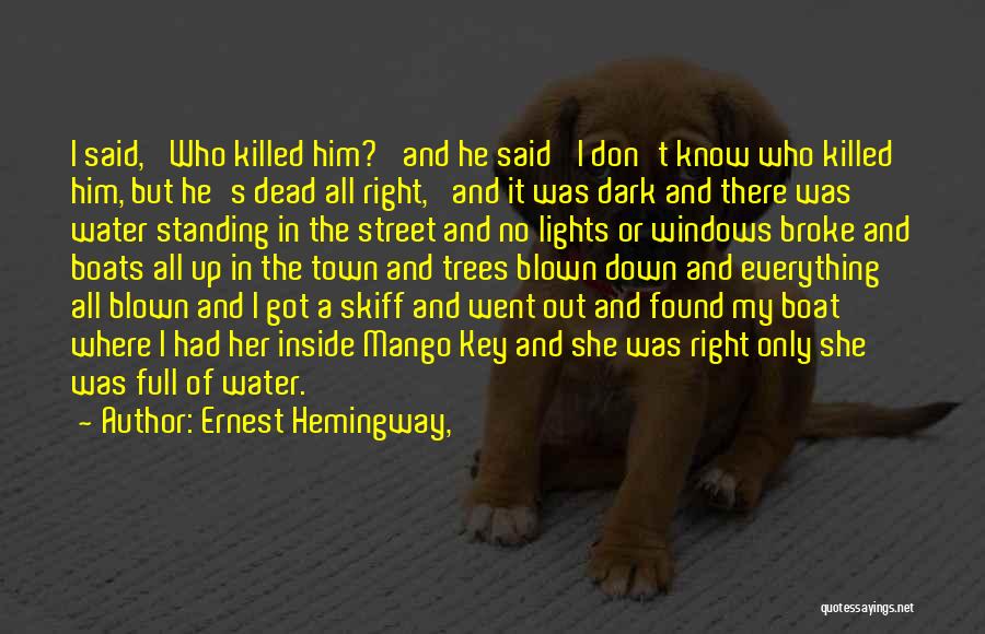 Ernest Hemingway, Quotes: I Said, 'who Killed Him?' And He Said 'i Don't Know Who Killed Him, But He's Dead All Right,' And