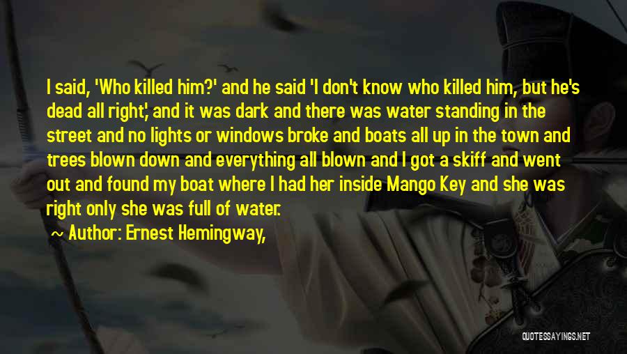 Ernest Hemingway, Quotes: I Said, 'who Killed Him?' And He Said 'i Don't Know Who Killed Him, But He's Dead All Right,' And