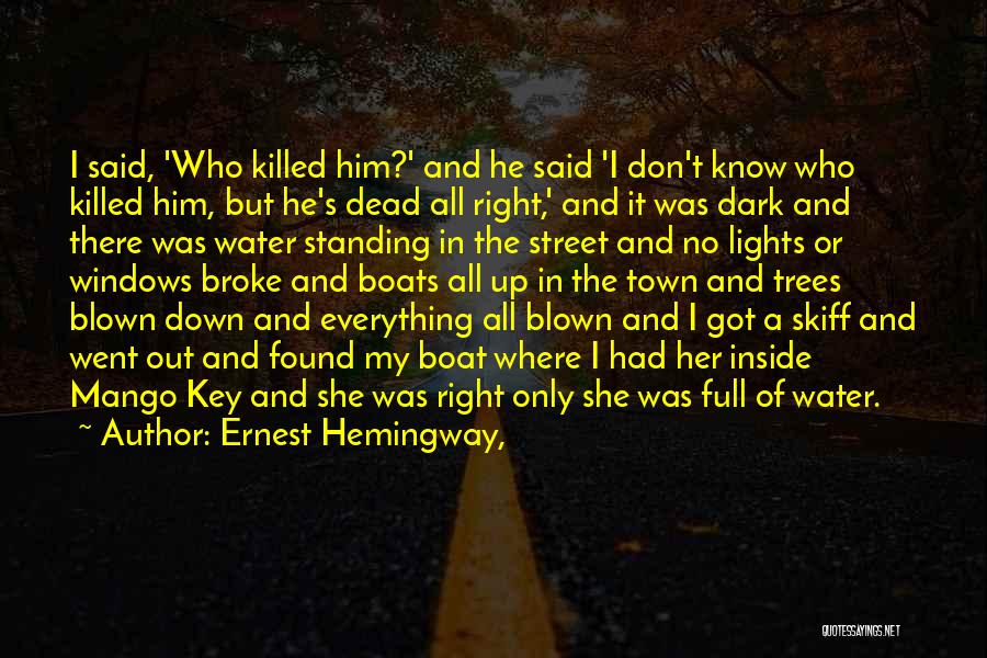 Ernest Hemingway, Quotes: I Said, 'who Killed Him?' And He Said 'i Don't Know Who Killed Him, But He's Dead All Right,' And