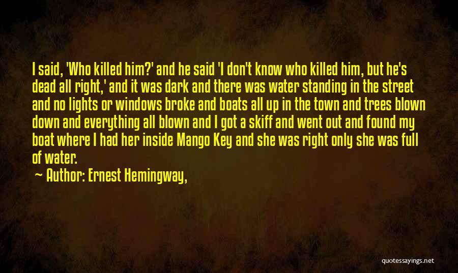Ernest Hemingway, Quotes: I Said, 'who Killed Him?' And He Said 'i Don't Know Who Killed Him, But He's Dead All Right,' And