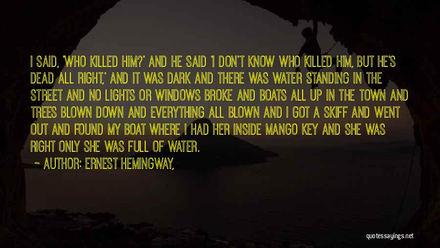 Ernest Hemingway, Quotes: I Said, 'who Killed Him?' And He Said 'i Don't Know Who Killed Him, But He's Dead All Right,' And