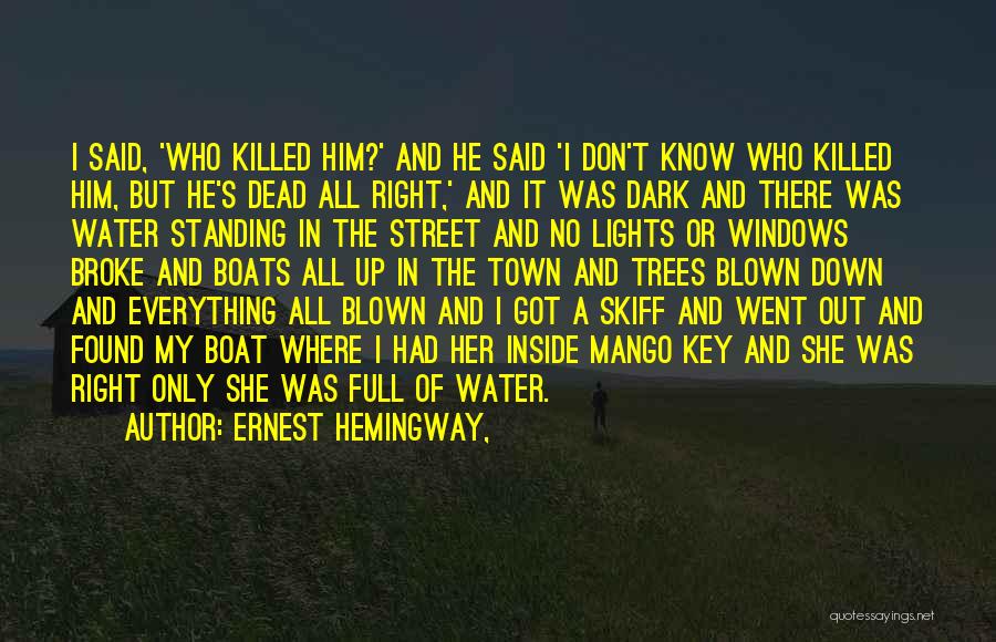 Ernest Hemingway, Quotes: I Said, 'who Killed Him?' And He Said 'i Don't Know Who Killed Him, But He's Dead All Right,' And