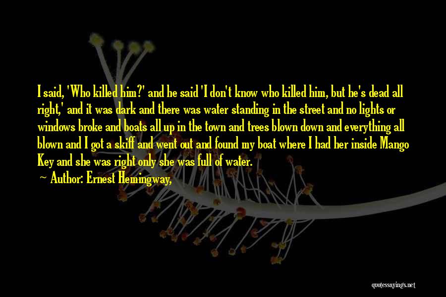 Ernest Hemingway, Quotes: I Said, 'who Killed Him?' And He Said 'i Don't Know Who Killed Him, But He's Dead All Right,' And